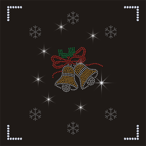 Hot Selling Christmas Jingle Large Iron on Rhinestone Transfer for T Shirts