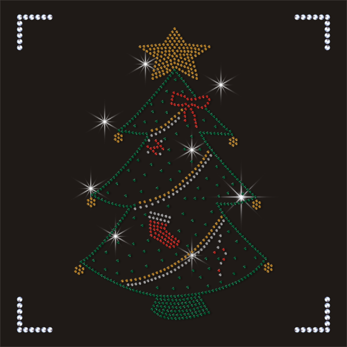 Custom Wholesale Fashion Christmas Tree Design Rhinestone Transfer