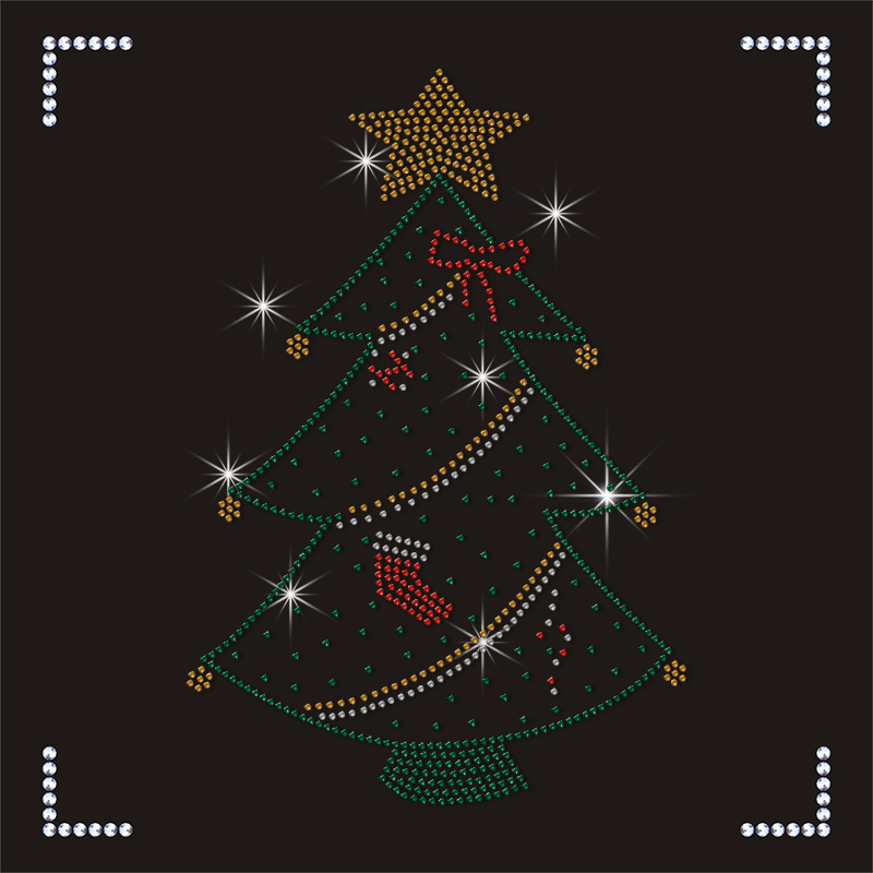 Custom Wholesale Fashion Christmas Tree Design Rhinestone Transfer