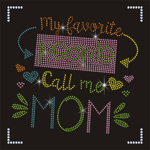 Custom Mother Day Rhinestone Logo Heat Transfer for T-shirts