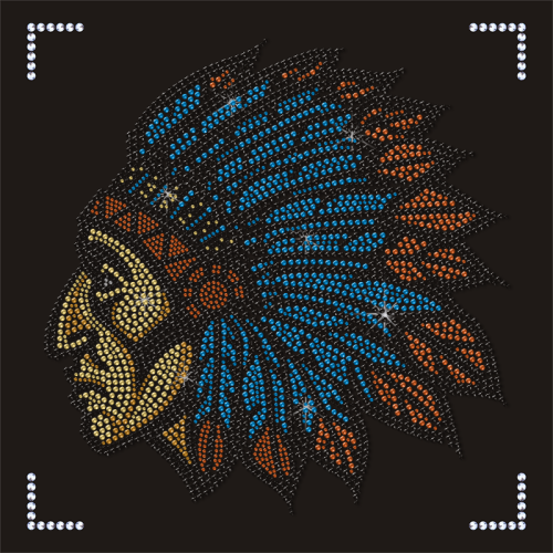 Custom Indian Design Rhinestones Crystal Colorful Heat Transfers for Clothing