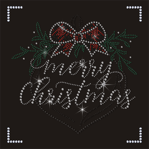 Wholesale Rhinestone Crystal Merry Christmas Iron-on Design Transfer