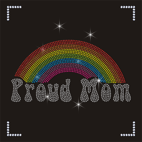Custom Proud Mom Rhinestone Heat Transfer for T-shirts