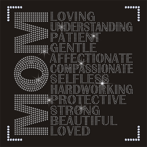 High Quality Mother Day Hot-fix Flatback Rhinestone Transfers