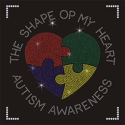 Wholesale Autism Design Hotfix Rhinestone Template Pattern Transfer