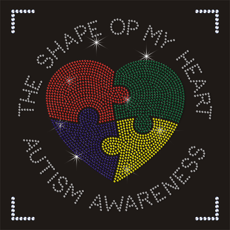 Wholesale Autism Design Hotfix Rhinestone Template Pattern Transfer
