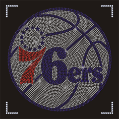 Custom NBA Team Logo Rhinestone Design 76ers Heat Transfer