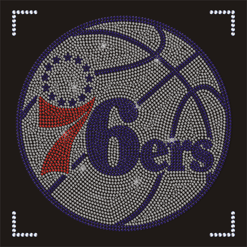 Custom NBA Team Logo Rhinestone Design 76ers Heat Transfer