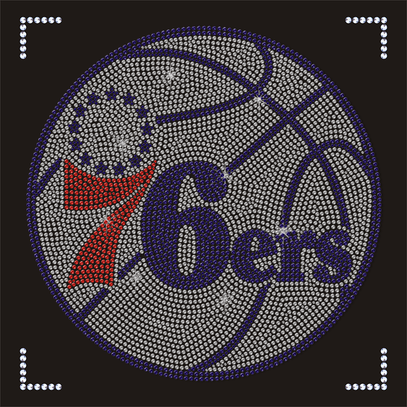 Custom NBA Team Logo Rhinestone Design 76ers Heat Transfer