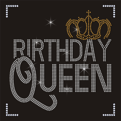 Custom Birthday Queen Design Bling Rhinestone Transfer for Hoodies
