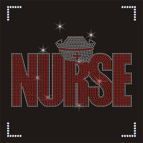 High Quality Nurse Design Rhinestone Transfers for T-shirts