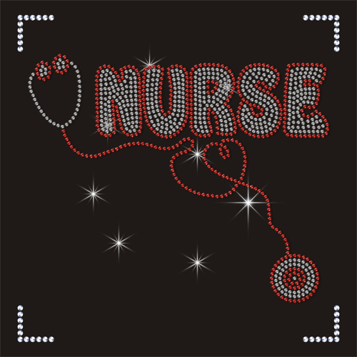 High Quality Nurse Life Design Rhinestone Transfer for Clothes