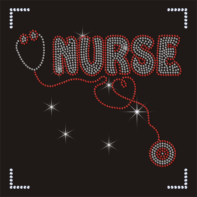 High Quality Nurse Life Design Rhinestone Transfer for Clothes