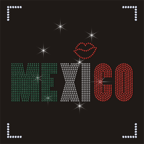 Low MOQ City Design Iron on Crystal Mexico Rhinestone Transfer