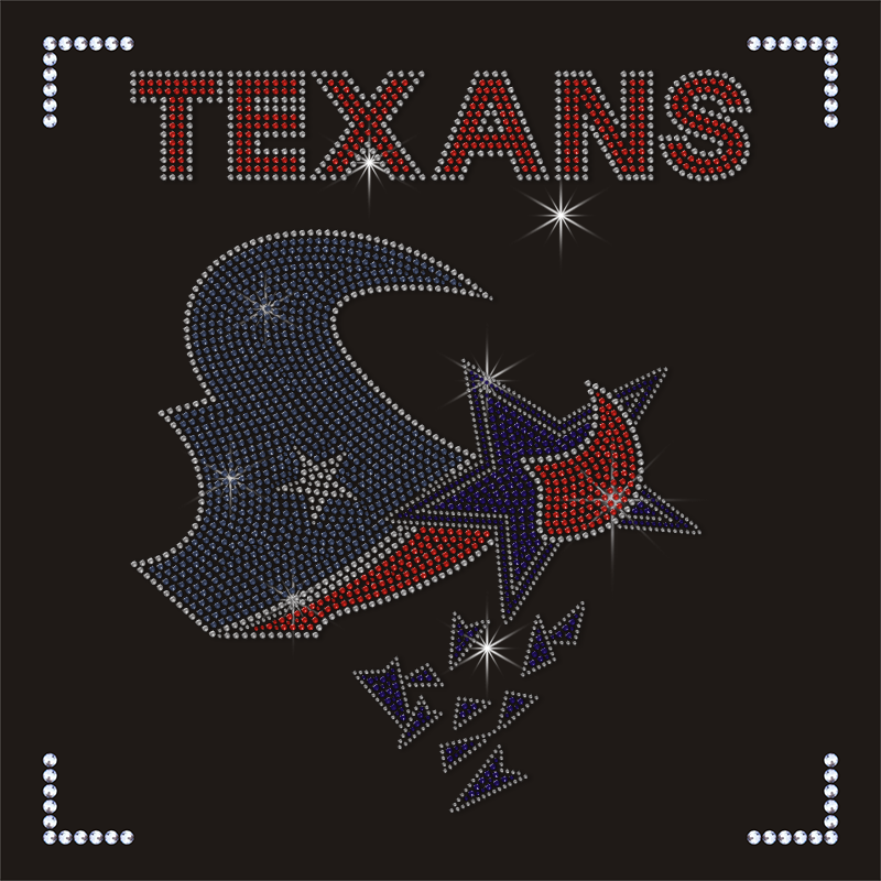 Hotfix Bling Texans Rhinestone Heat Transfers