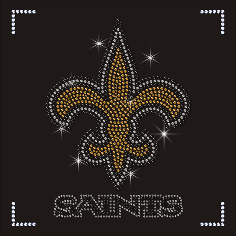 Wholesale Designer Team Logo Saints Rhinestone Transfer for T-shirt