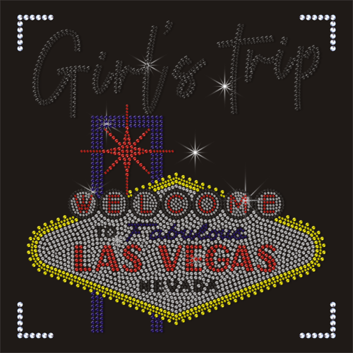 Wholesale Girls Trip Bling Crystal Las Vegas Rhinestone Hheat Transfer