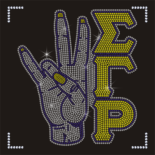 Bling Sigma GR Crystal Iron-on Rhinestone Design Transfer for T-shirts