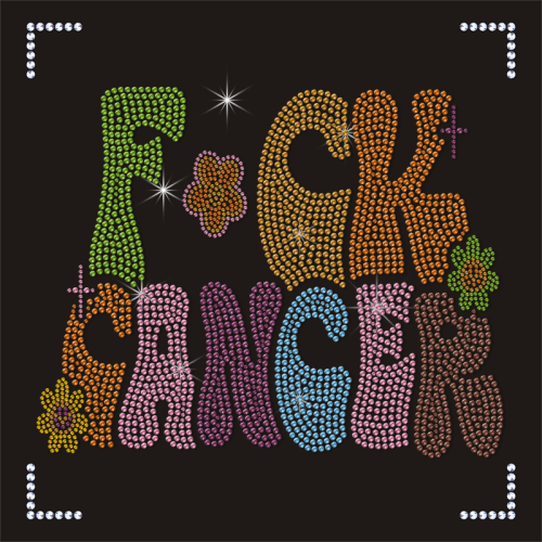 Hot Selling Breast Cancer Rhinestone Transfer Colorful Shinny Heat Stickers