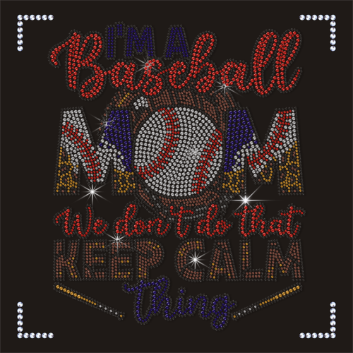 Fashion Baseball Mom Design Custom Logo Motifs Rhinestone Transfer