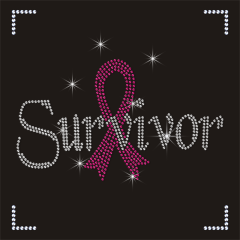 Custom Pink Ribbon Design Rhinestone Logo Heat Transfer