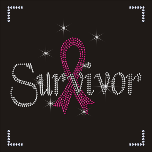 Custom Pink Ribbon Design Rhinestone Logo Heat Transfer
