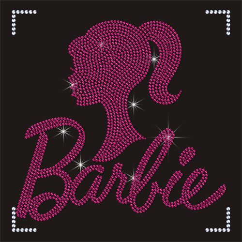 Hot Sale Rose Pink Crystal Motif Cartoon Moovie Rhinestone Transfer For T-shirt