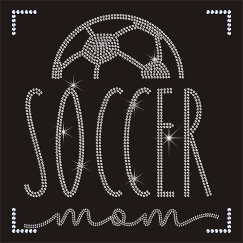 Custom Shinny Football Design Stickers Soccer Pattern Rhinestone Transfer