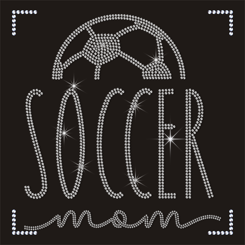 Custom Shinny Football Design Stickers Soccer Pattern Rhinestone Transfer