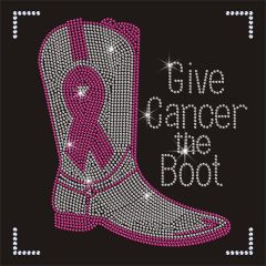 Factory Direct Sale Pink Ribbon Boot Rhinestones Transfers