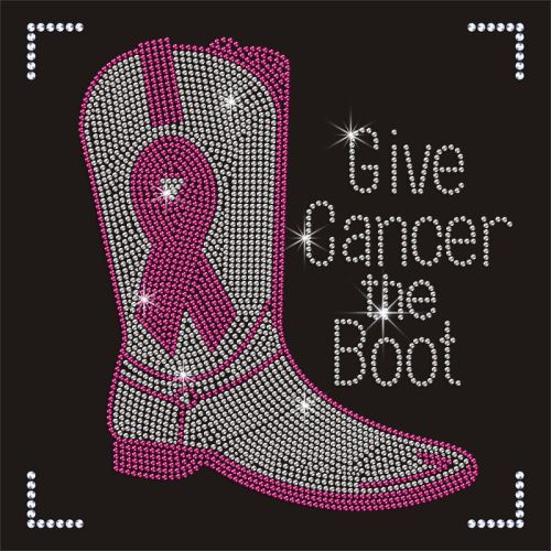 Factory Direct Sale Pink Ribbon Boot Rhinestones Transfers