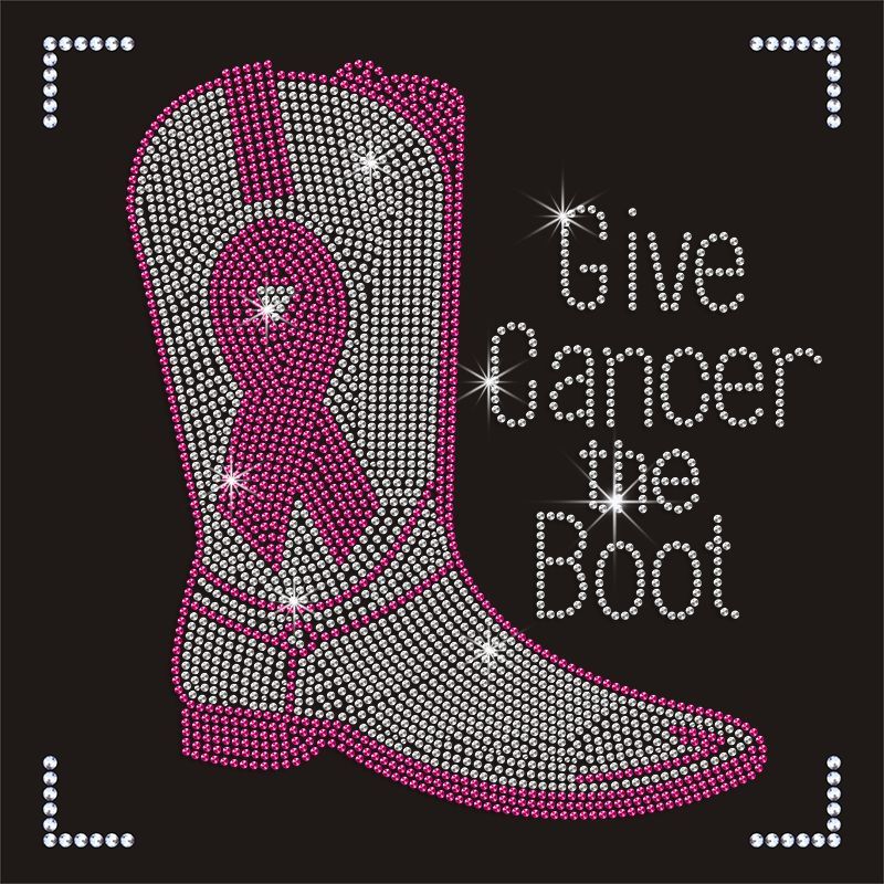 Factory Direct Sale Pink Ribbon Boot Rhinestones Transfers