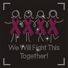 Hot Fix Iron On Pink Ribbon Girl Rhinestone Transfer for T-shirts