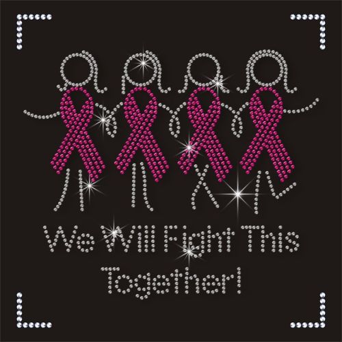 Hot Fix Iron On Pink Ribbon Girl Rhinestone Transfer for T-shirts
