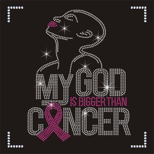Custom Breast Cancer Lady Rhinestone Heat Transfer