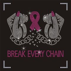 New Arrival Pink Ribbon Rhinestone Transfer Crystal Motif for Clothes