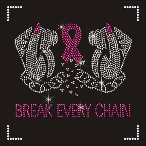 New Arrival Pink Ribbon Rhinestone Transfer Crystal Motif for Clothes