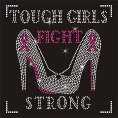 Bling Crystal Pink Ribbon and Highheels Flat Back Rhinestone Transfer