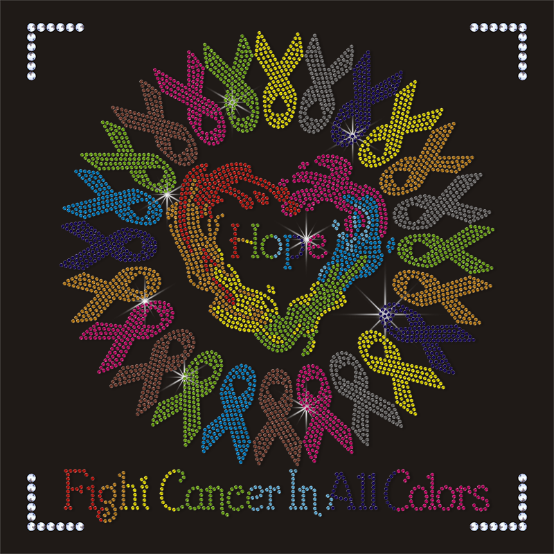 Bling Colorful Ribbons Designs Rhinestone Transfer Ready To Press for T-shirt