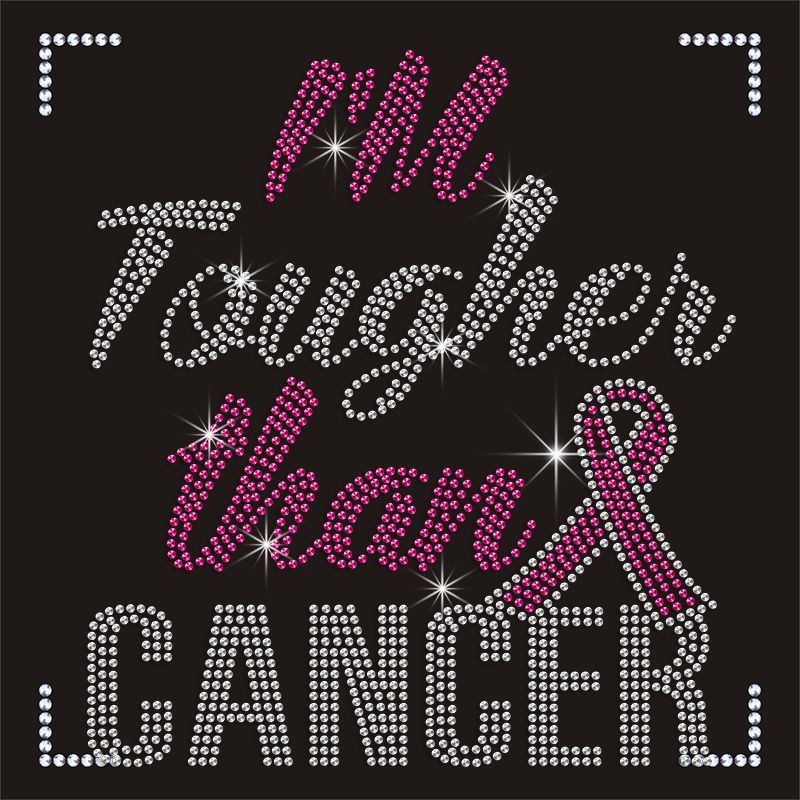 Custom Slogen Letters Rhinestone Transfer Crystal Pink Ribbon Motif
