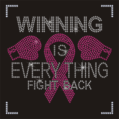 Custom Pink Fist and Ribbon Rhinestone Transfer for Women
