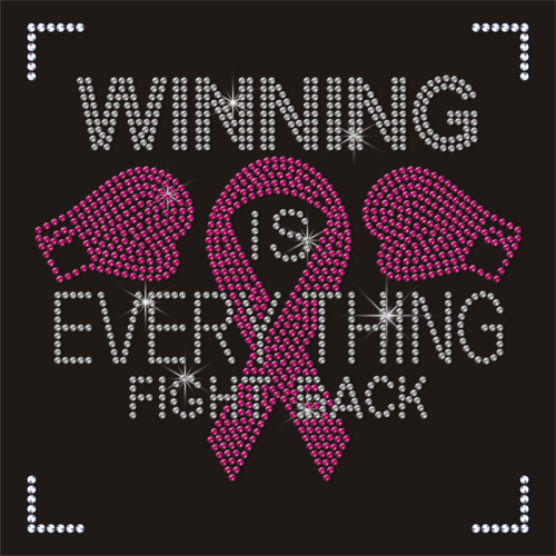 Custom Pink Fist and Ribbon Rhinestone Transfer for Women