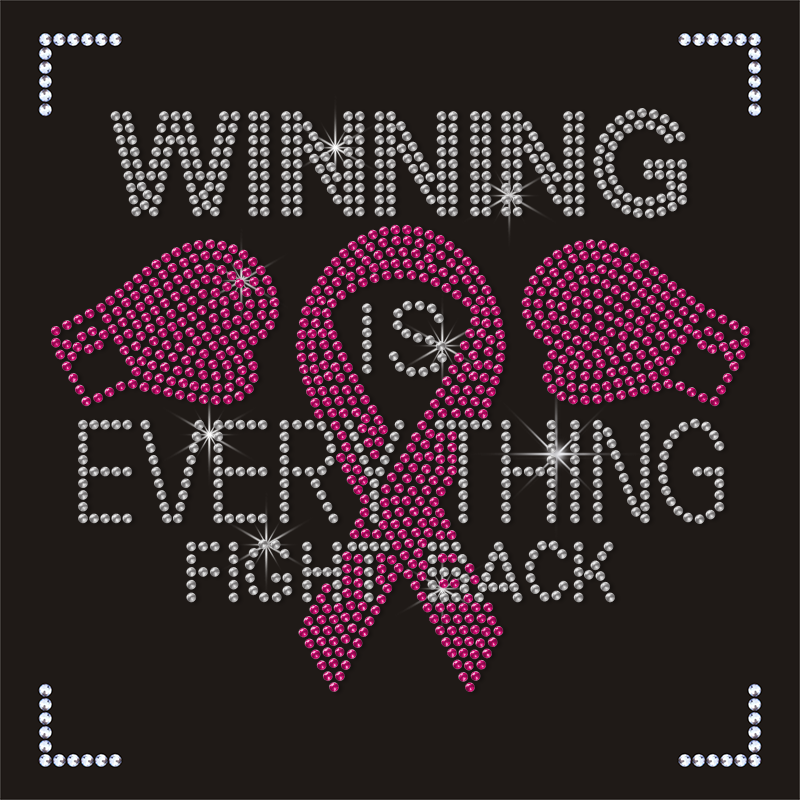 Custom Pink Fist and Ribbon Rhinestone Transfer for Women