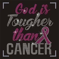 Bling Christian Motif Crystal Pink Ribbon Rhinestone Transfer
