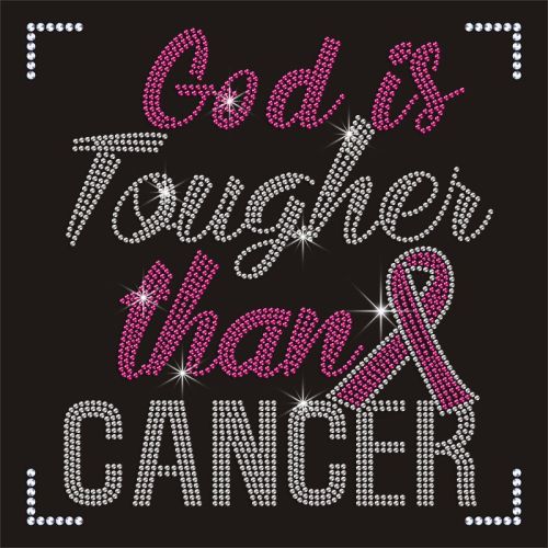 Bling Christian Motif Crystal Pink Ribbon Rhinestone Transfer