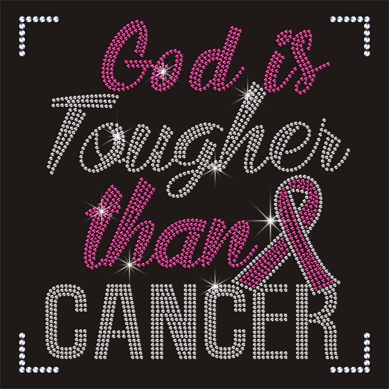Bling Christian Motif Crystal Pink Ribbon Rhinestone Transfer