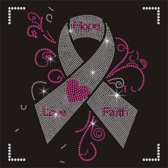 Best Pink Ribbon Iron on Diamond Sticker Rhinestone Transfer Motif