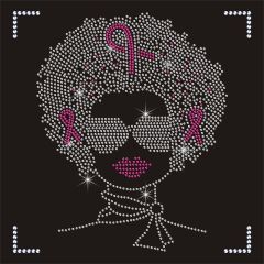 Wholesale Pink Ribbon Lady Rhinestone Transfer for Hoodies