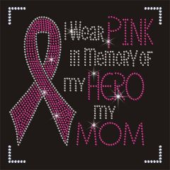 Factory in China Cheaper Pink Ribbon Rhinestone Transfer Motif for Mom