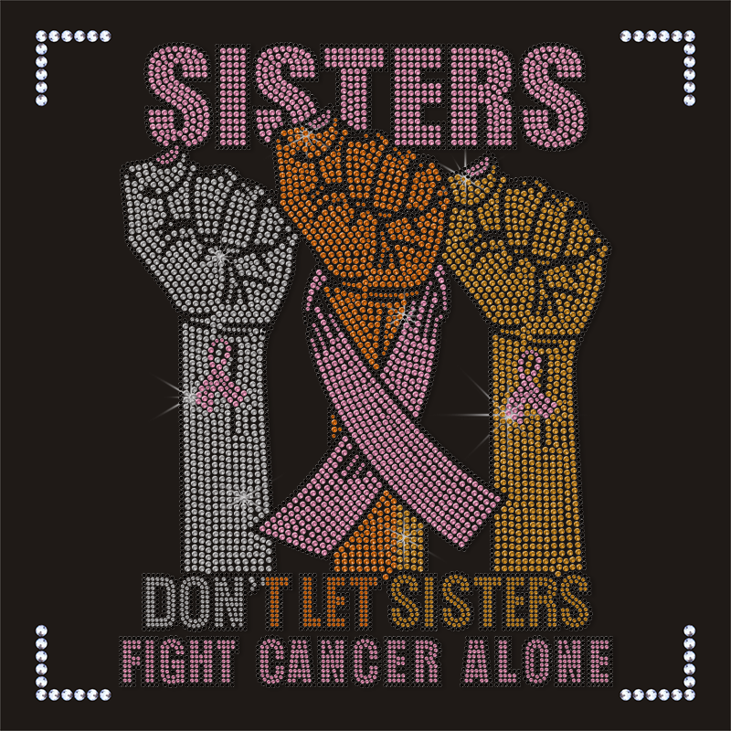 Iron Fight Cancer Rhinestone Transfer Custom Slogen Crystal Motifs